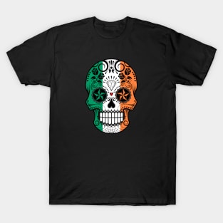 Irish Flag Sugar Skull with Roses T-Shirt